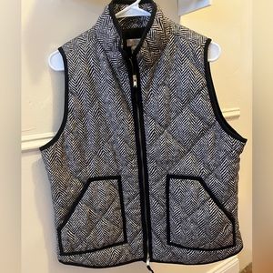 J Crew Quilted Vest - Herringbone Black and White